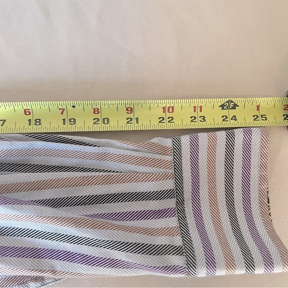 Robert Graham Button Down Flip Cuff Casual‎ Striped Dress Shirt Men's Size Large - Picture 9 of 15